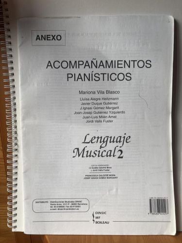 Lenguaje musical 2. ACOMPAÑAMIENTOS PIANISTICOS. ANEXO