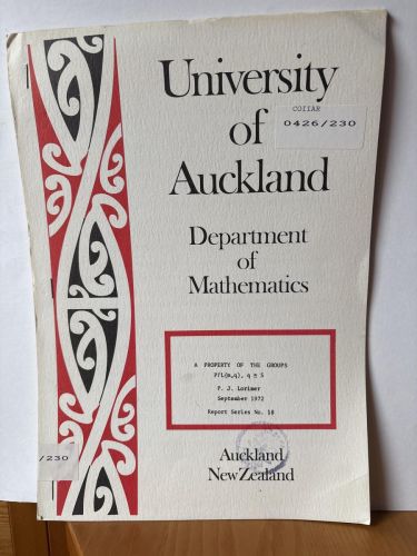 UNIVERSITY OF AUCKLAND. DEPARTMENT OF MATHEMATICS. Nº18. A PROPERTY OF THE GROUPS 