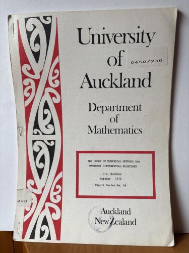 UNIVERSITY OF AUCKLAND. DEPARTMENT OF MATHEMATICS. Nº19. THE ORDER OF NUMERICAL METHODS FOR ORDINARY DIFERENTIAL EQUATIONS