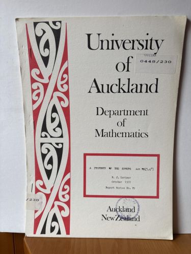 UNIVERSITY OF AUCKLAND. DEPARTMENT OF MATHEMATICS. Nº21. A PROPERTY PF THE GROPUS AUT PU 