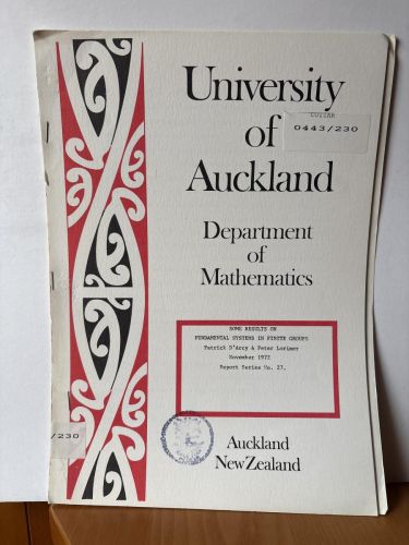 UNIVERSITY OF AUCKLAND. DEPARTMENT OF MATHEMATICS. Nº27. SOME RESULTS ON FUNDAMENTAL SYSTEMS IN FINITE GROUPS