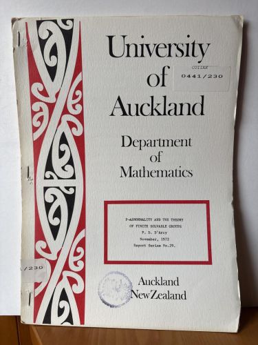UNIVERSITY OF AUCKLAND. DEPARTMENT OF MATHEMATICS. Nº29. F-ABNORMALITY AND THE THEORY OF FINITE SOLVABLE GROUPS