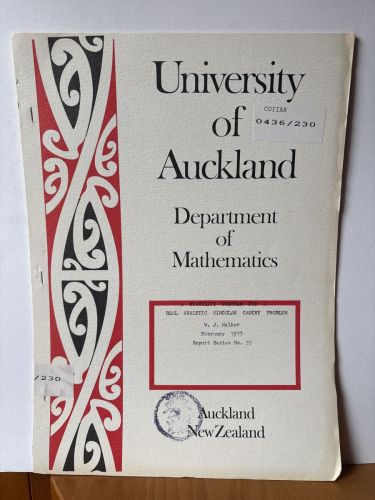 UNIVERSITY OF AUCKLAND. DEPARTMENT OF MATHEMATICS. Nº35. A STABILITY THEOREM FOR A REAL ANALYTIC SINGULAR CAUCHY PROBLEM 
