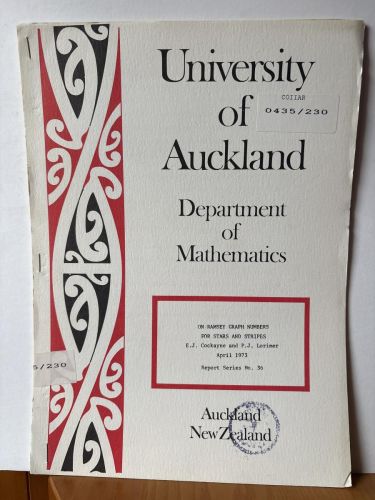 UNIVERSITY OF AUCKLAND. DEPARTMENT OF MATHEMATICS. Nº36. ON RAMSEY GRAPH NUMBERS FOR STARS AND STRIPES