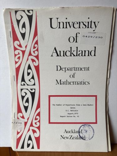 UNIVERSITY OF AUCKLAND. DEPARTMENT OF MATHEMATICS. Nº41. THE NUMBER OF DEPARTURES FROM A SEMI MARKOV